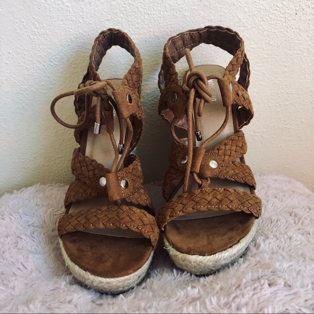 Strappy Brown Wedge Sandals